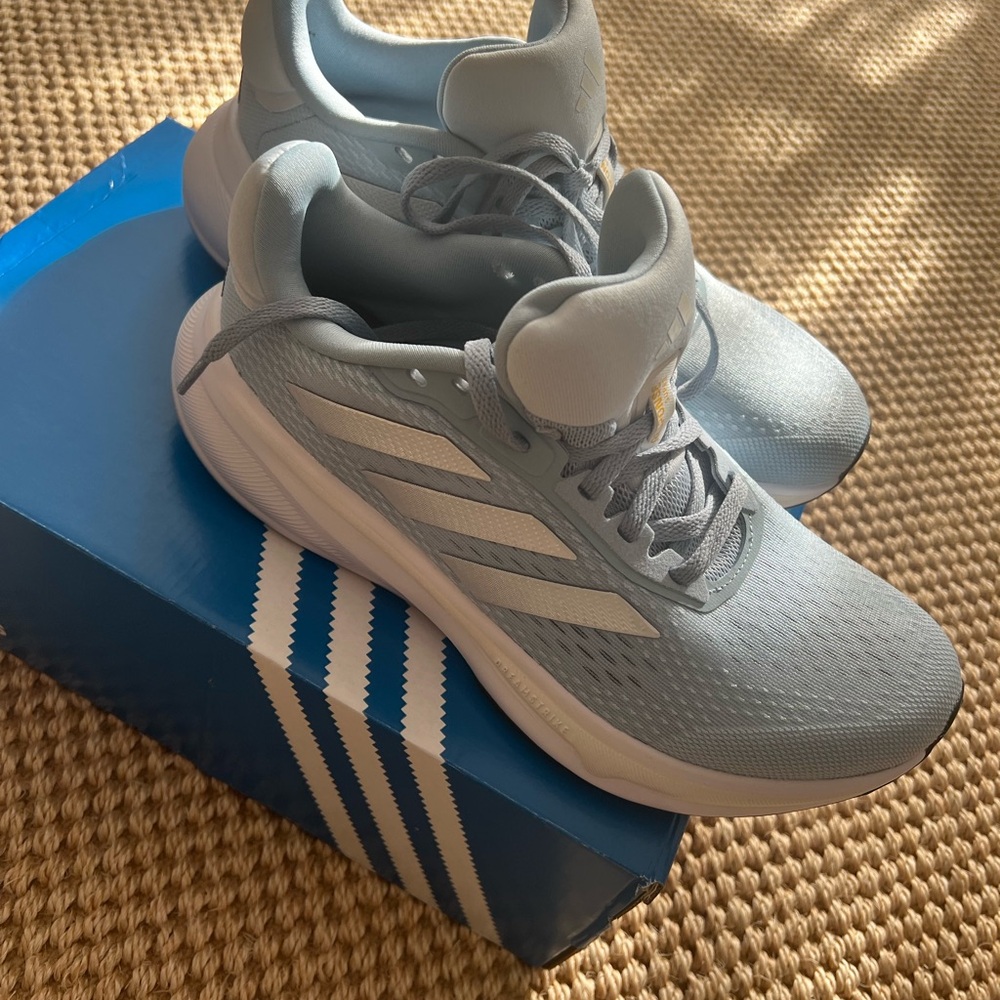 Adidas Light Blue with Silver stripes